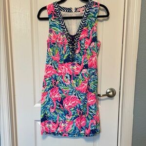Lilly Pulitzer Blue and White Leaf Print Dress